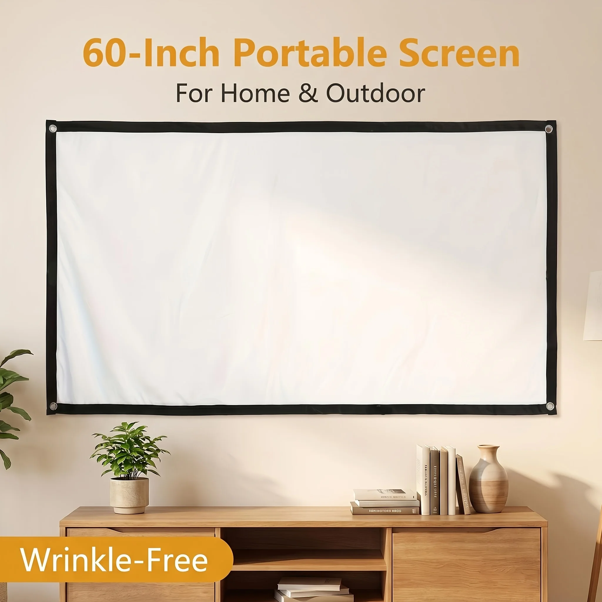 Schermo di Proiezione Portatile e Pieghevole 16:9 in Tessuto Anti-Piega per Home Theater, Ufficio, Campeggio all'Aperto - immagine 6