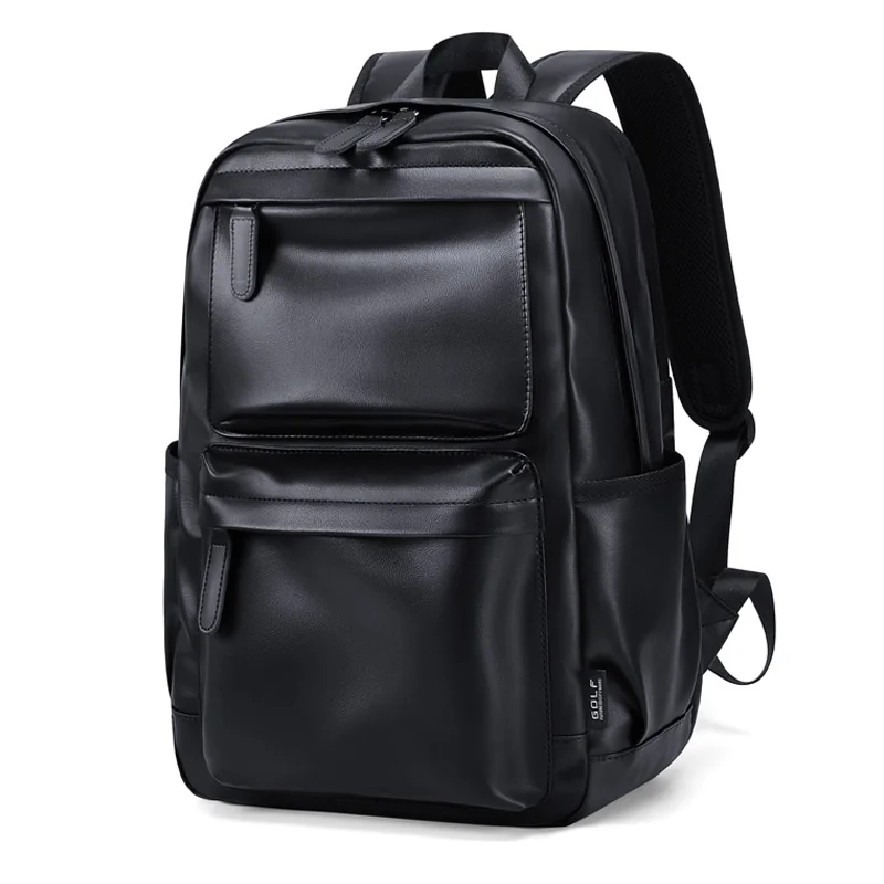 GOLF Men Backpack Bag Leather Business Backpack Laptop 15 6 inch Elegant Black Waterproof Back Pack Bags with Multi Compartments 2