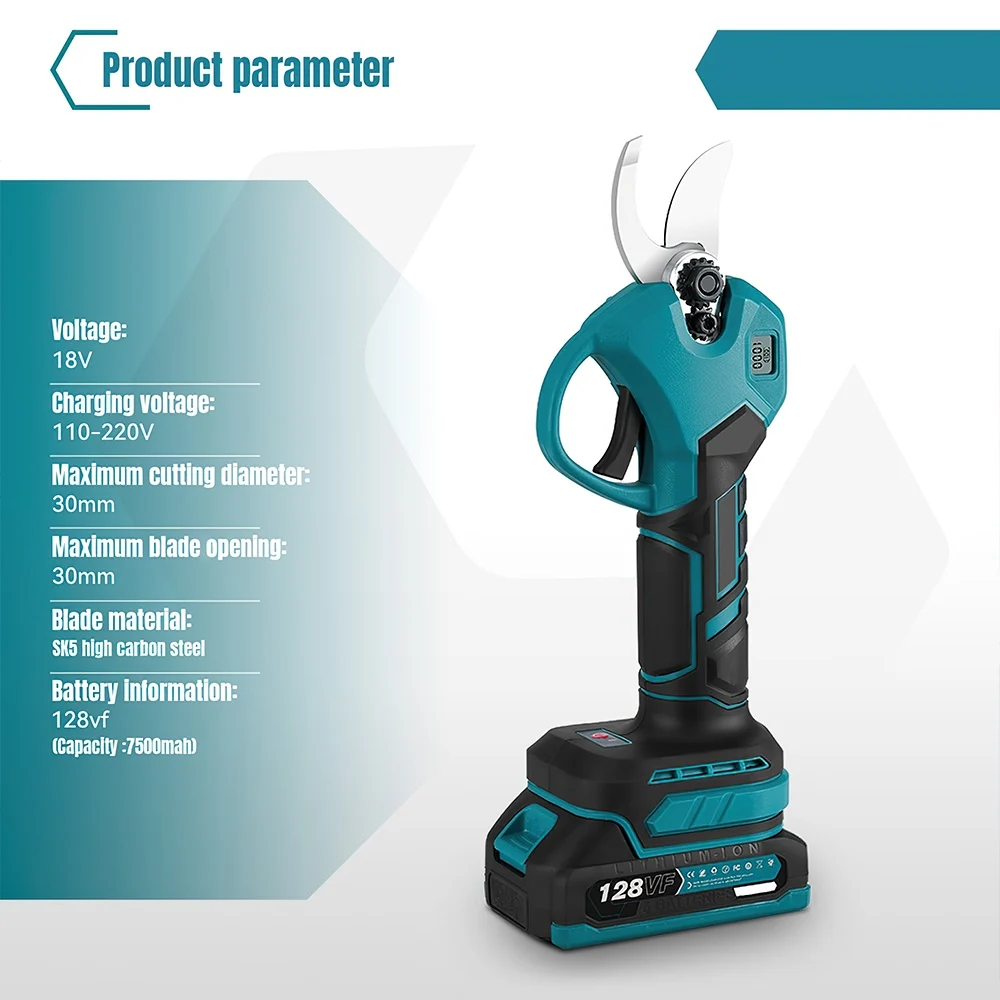 30mm Kabellose Bürstenlose Elektrische Astschere mit 2 Gängen für Obstbäume, Garten, Bonsai, Verschönerungswerkzeug Kompatibel mit Makita 18V Akku – Detail 6