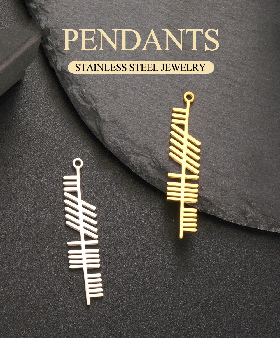 Dawapara Antiker Irischer Ogham-Anhänger für Schmuckherstellung Baum-Alphabet Nordische Accessoires Edelstahl – Detail 1
