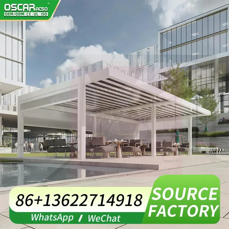 Newly designed 3x3m outdoor aluminum structure with louvered roof for terraces outdoor shade structure bioclimatic shelter Terra