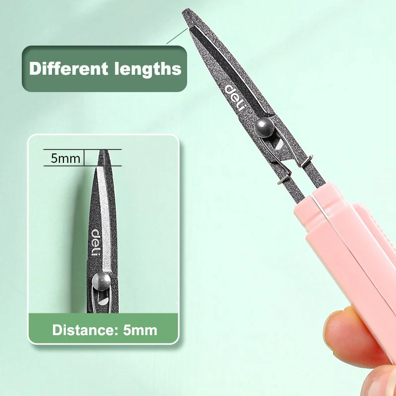 Deli Foldable Scissors Portable Anti Stick for kids Aldult Handmade Unboxing Paper Cutting Utility Knife Office Stationery Cute
