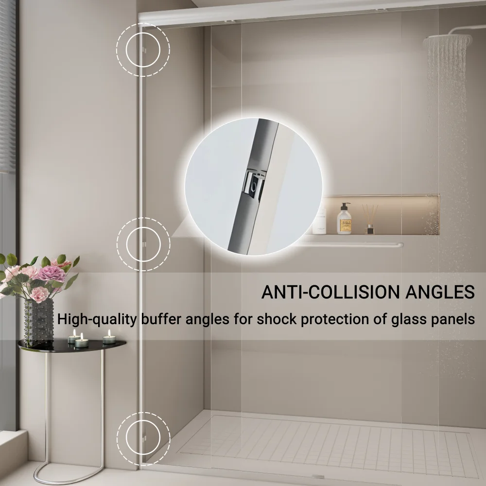 44-48 in. W x 72 in. H Double Sliding Shower Door, Semi-frameless Bypass Bathroom Sliding Door with 1/4" (6mm) Tempered Glass 5