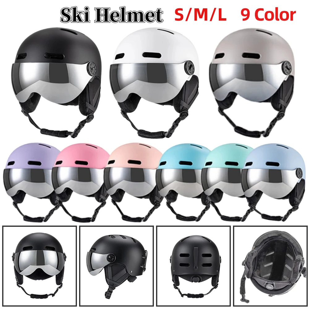 SkiHelmetwithGogglesMenWomenSkiingHelmetWinterWindproof