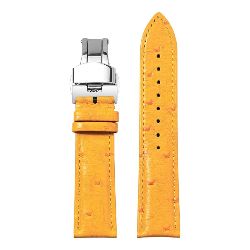 Elegant Cowhide Genuine Leather Strap with Universal Butterfly Buckle