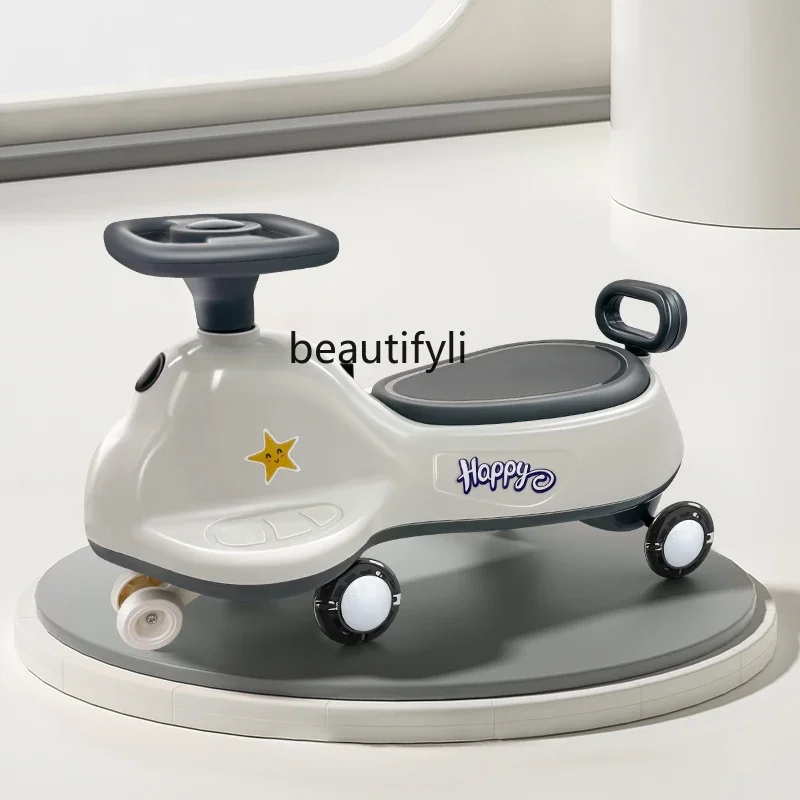 Twisting car, 1 to 3 years old, yo-yo car, anti-rollover universal wheel, silent swing for male and female babies