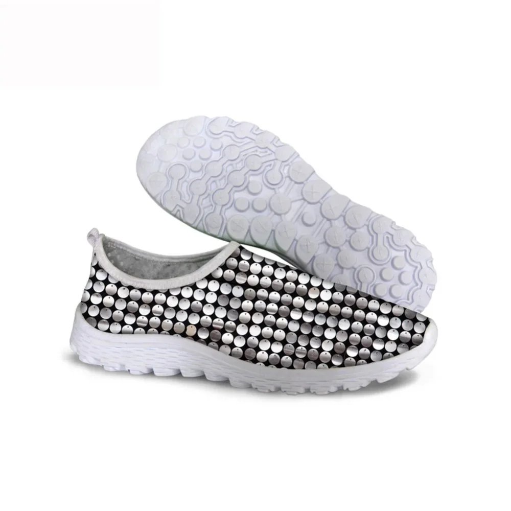 3D Paillette Printing Women Mesh Summer Shoes Fashion Blinking Design Loafers Beach Casual Footwear Slip On Flats Sneaker