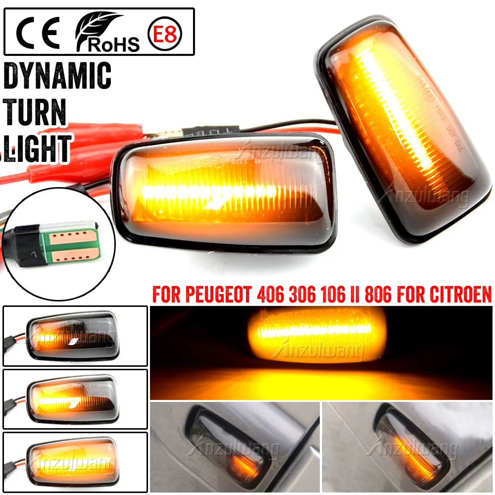 

1Pair Dynamic Side Marker Turn Signal Light For Peugeot 306 106 406 806 Expert Partner For Citroen Berlingo Jumpy Saxo