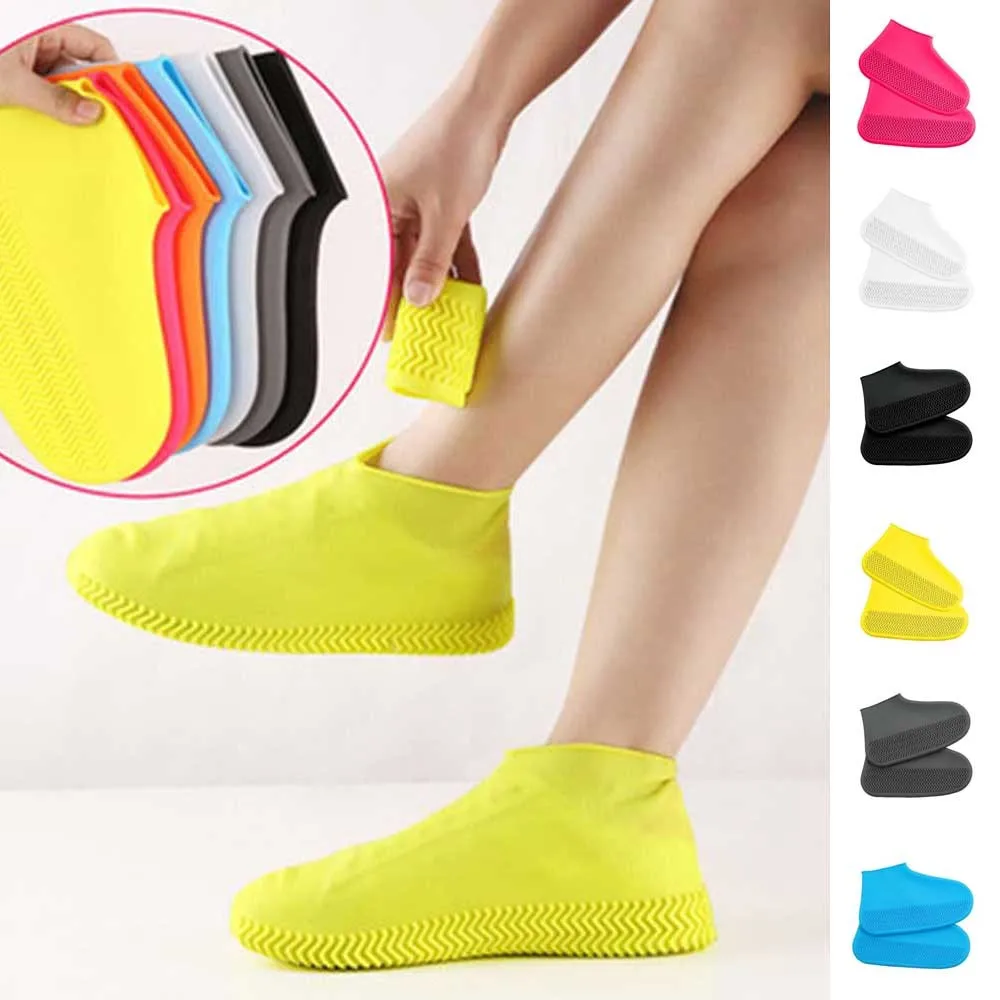 1 Pair Waterproof Silicone Shoe Cover Recyclable Boot Cover Protector Outdoor Rainy Slip-resistant Rain Shoes Covers