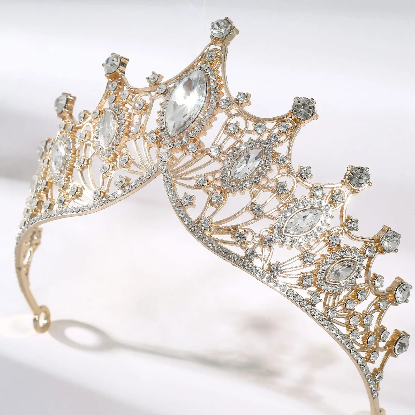 Gold Crown For Women Baroque Queen And Tiara Crystal Headband Mermaid Princess Hair Accessories For Bride Wedding Headpieces