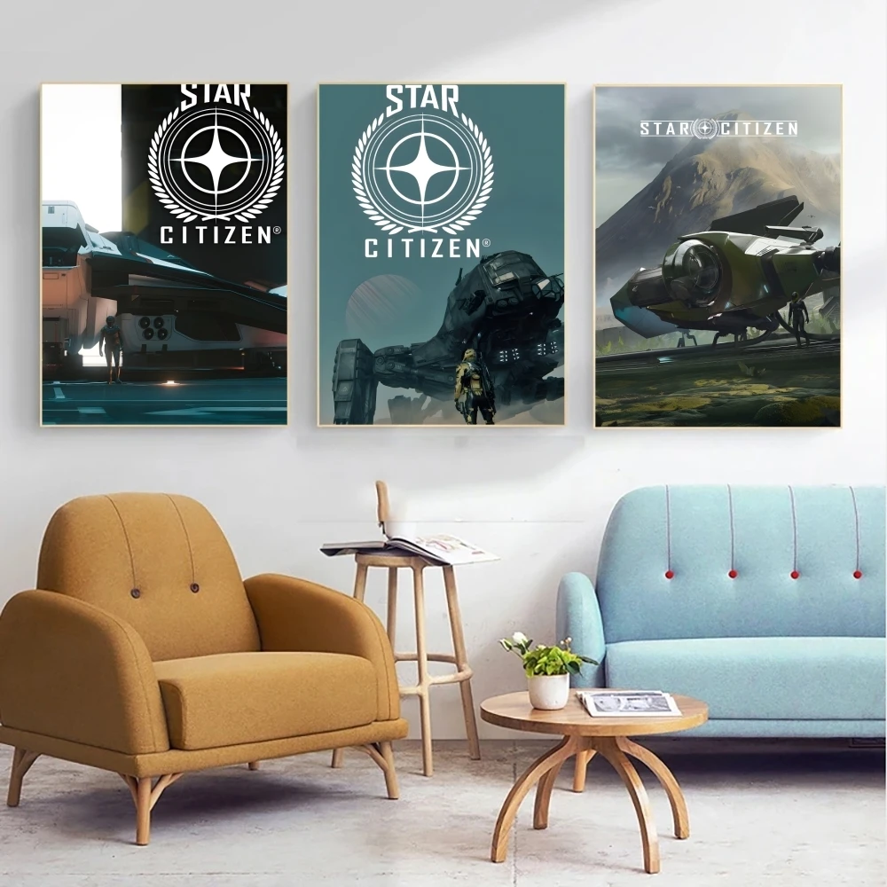 Elegant S-Star Citizen Video Game Wall Art Stickers for Dormitory and Living Room Decor