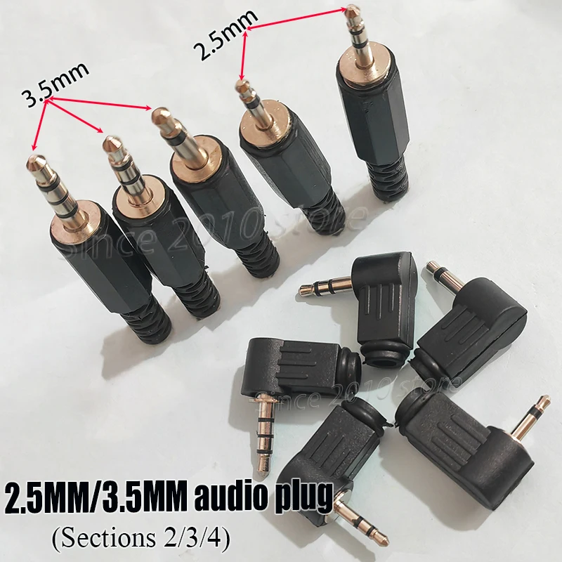 2,5/3,5 mm Single/Dual/Vertical Channel gelöteter Audiostecker 2/3/4 Level für Kopfhörer-Audio und andere Audiogeräte-Schnittstellen