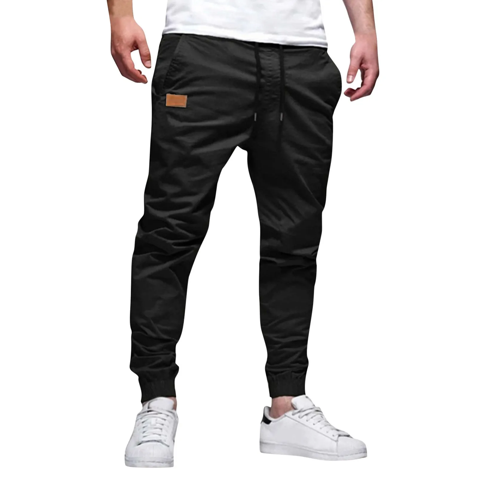 Mens Solid Color Elastic Waist Sweatpant With Pockets Spring Autumn Outdoor Sports Jogger Trousers men pants
