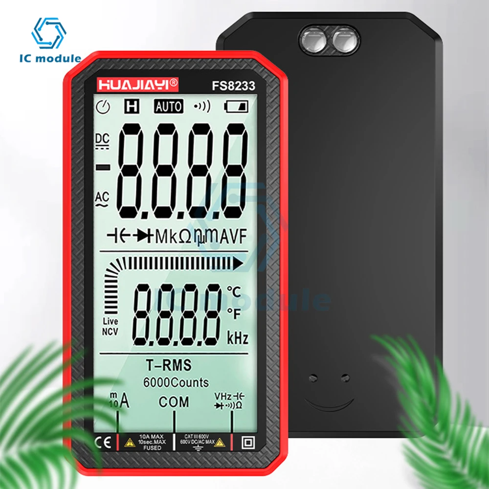 

FS8233 Rechargeable Digital Multimeter Touchscreen Automatic Smart Multimetro 6000 Count Multitester Ammeter Tester