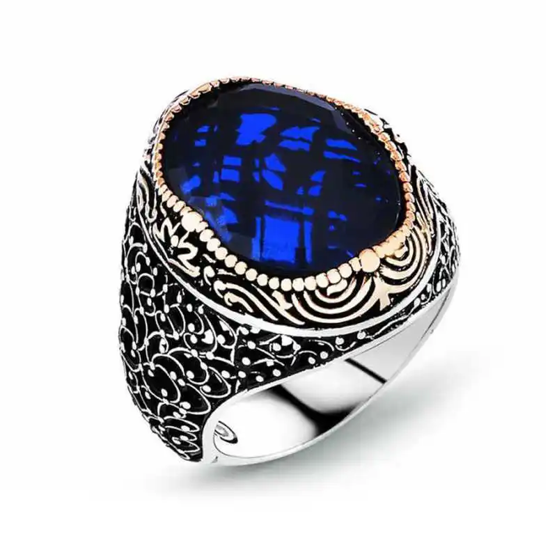 

Tevuli 925 Sterling Silver Blue Zircon Stone Mens Ring