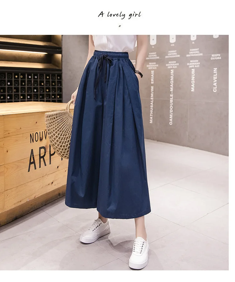 Women's Pants New 2022 Spring Summer New Loose Women Wide Leg Pants Elastic Waist Bandage Skirt Pants Female Pant RV554 white capri pants