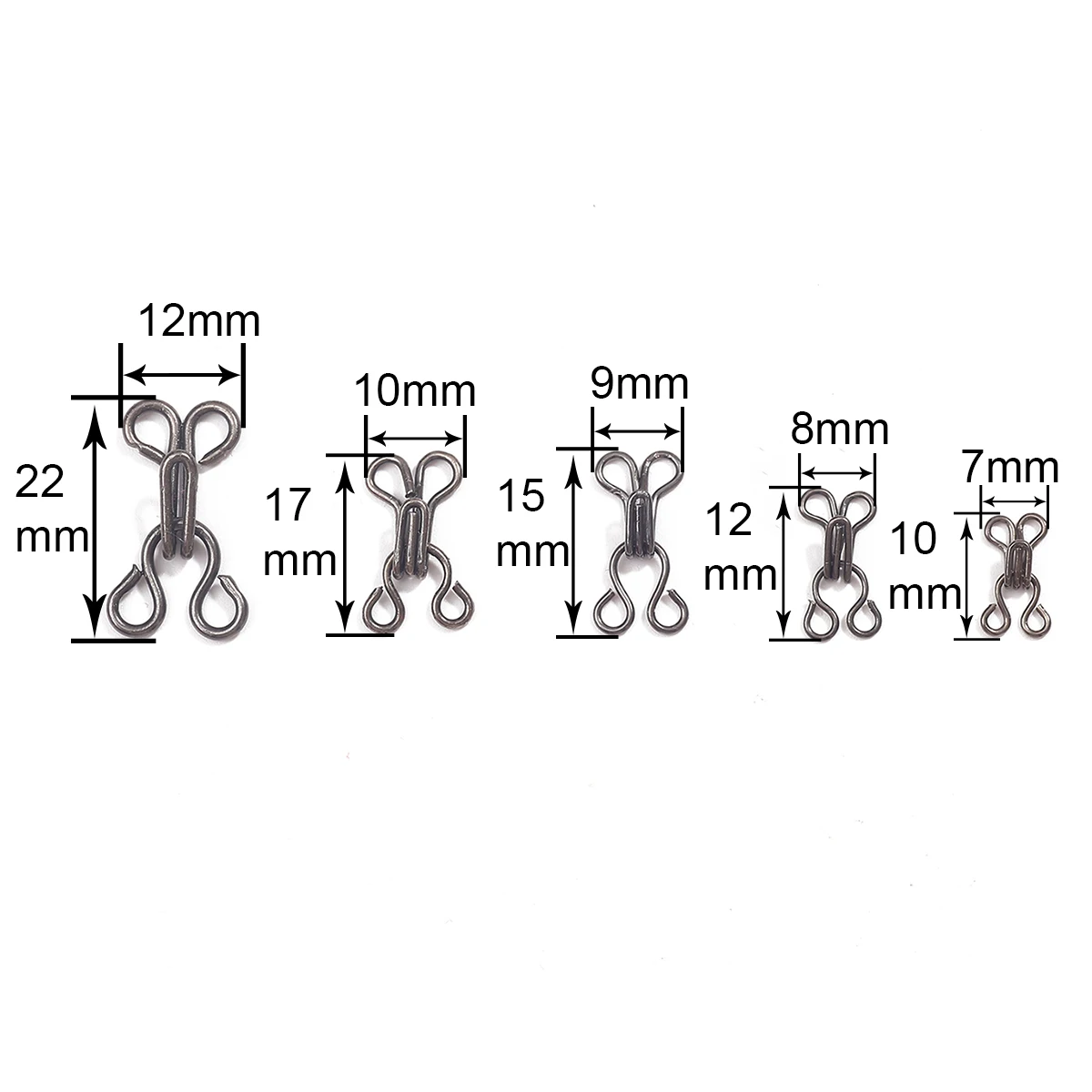 24Sets GunMetal/Rhodium Concealed Mental Hooks and Eyes Closure Sewing Closure for Bra Trousers Skirt Garment Sewing Accessories 2