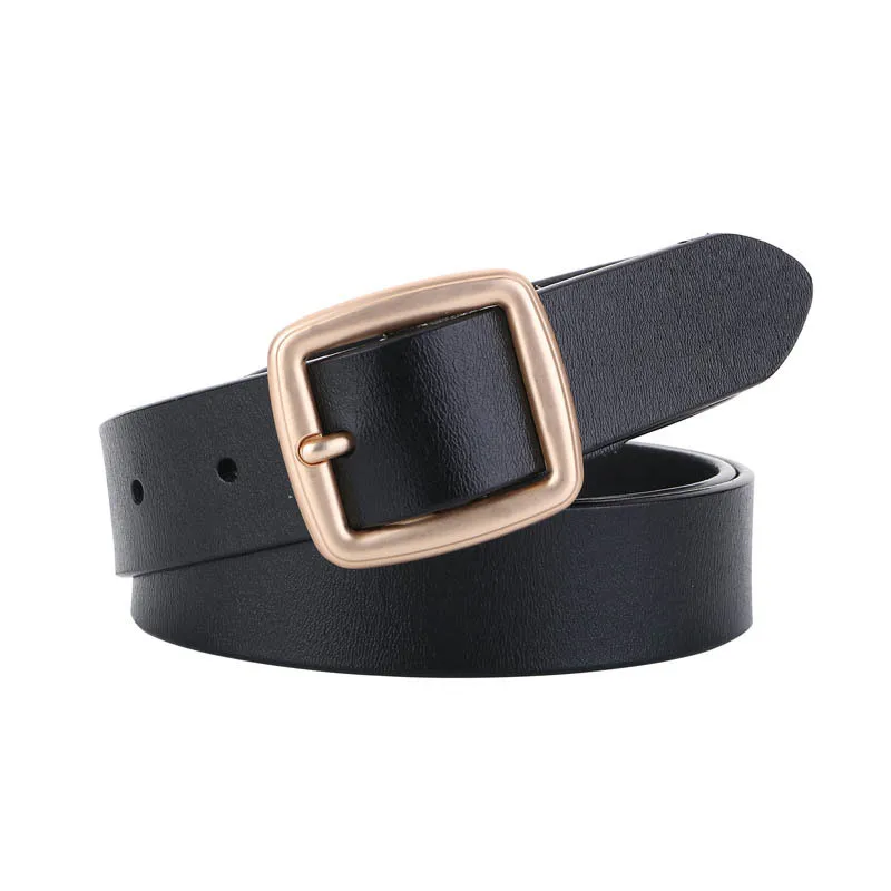 Coffee Cost Leather Belts Women Genuine Leather NEW Gold Alloy Square Pin Buckle Female Punk Real Cowhide Leather Belt For Jeans