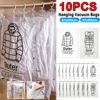 10PCS Hanging Vacuum Bag Space Saving Clothe Compression Storage Bag Reusable Empty Pump Bags Clothes Wardrobe Quilt Vacuum Pack 1