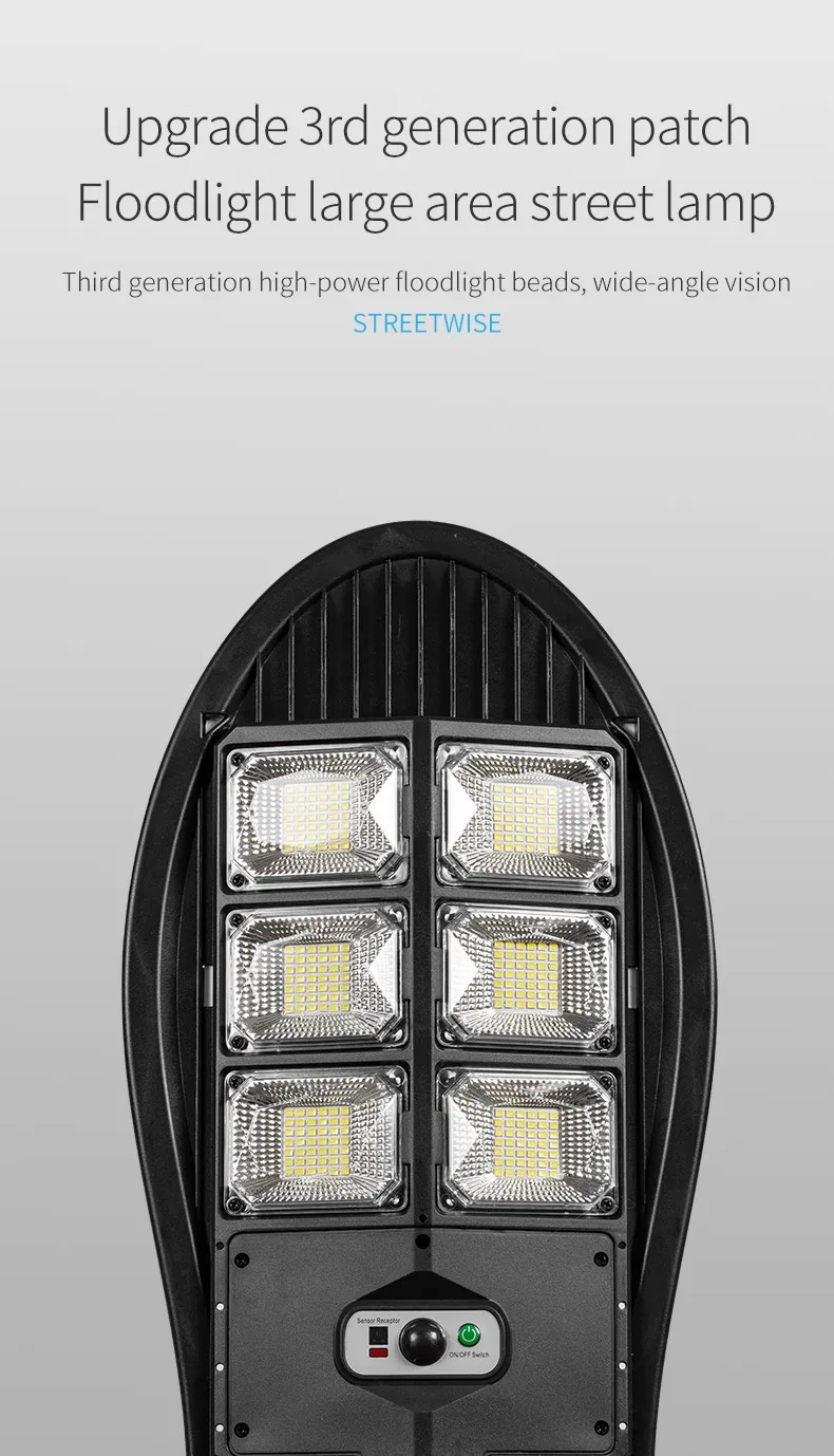 Description Picture 5 of itemPowerful Outdoor Solar Lights 12000 Lumens Lighting 504 LED Garden Lamp Solar Panel Lamps Waterproof Motion Sensor Street Light