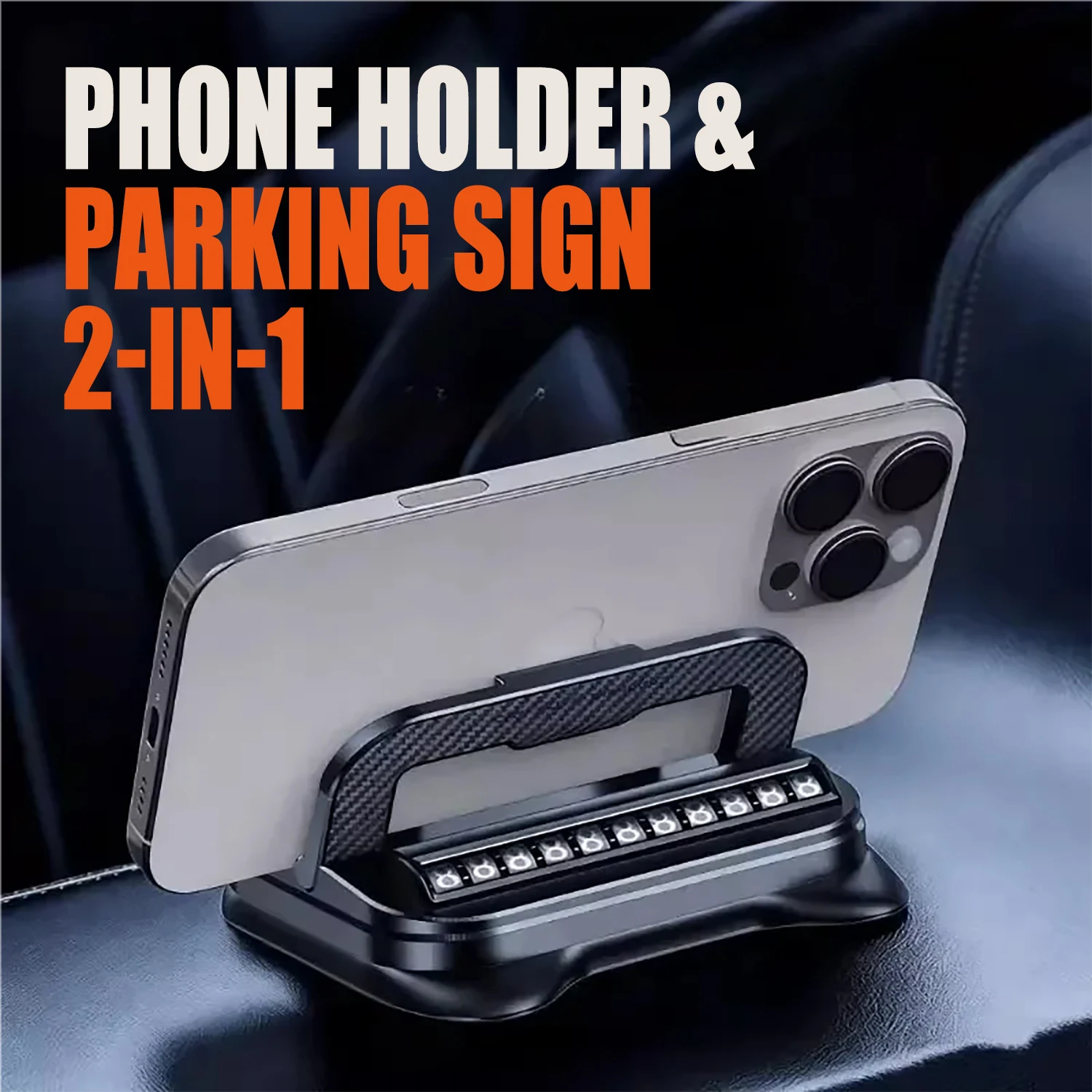 2-in-1 Car Phone Holder & Temporary Parking Number Plate Card