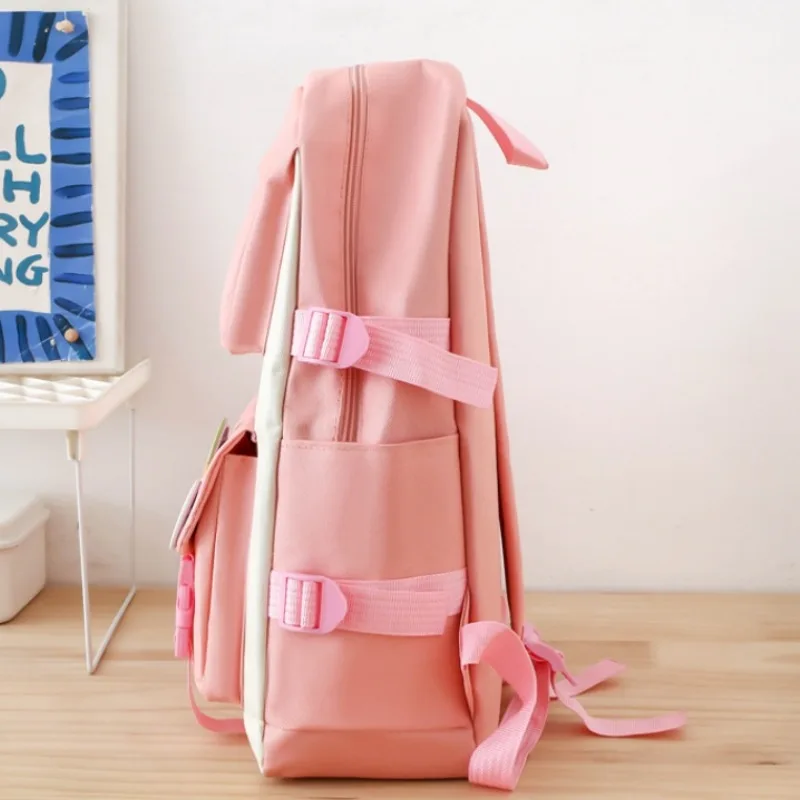 Canvas Backpack Women's Korean Version Large Capacity Five-Piece Set Students Backpack