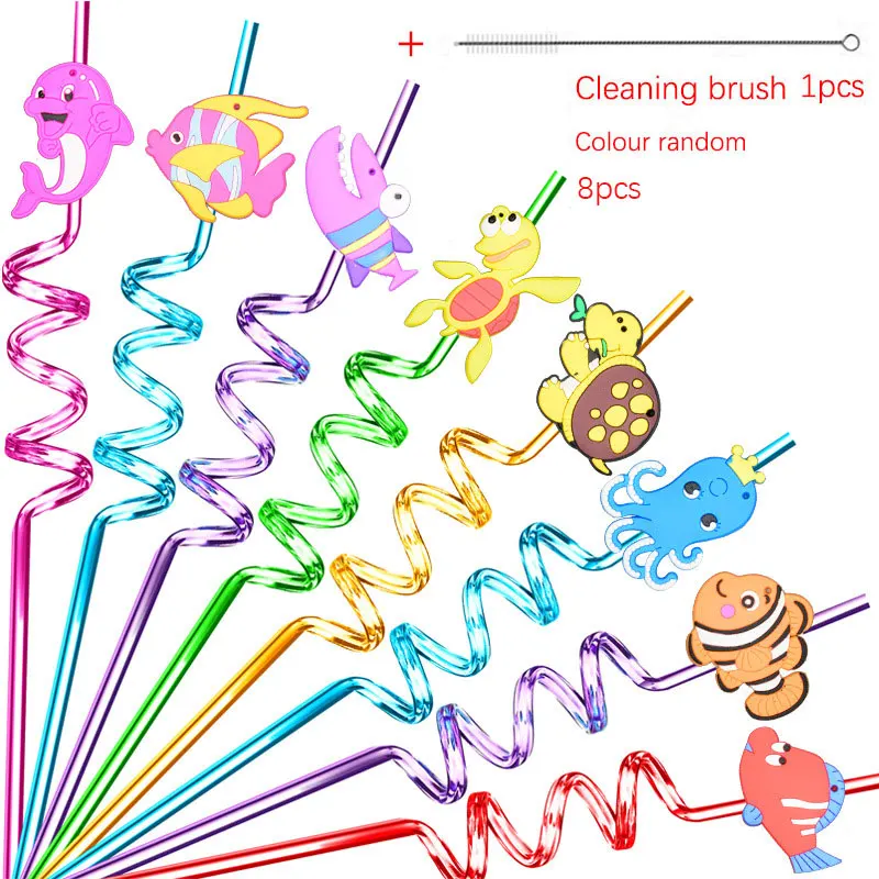 Paille Plastique Reutilisable Avec 2 Brosses, Paille Enfant