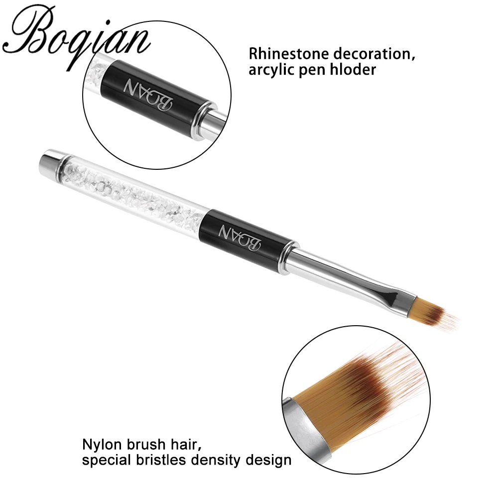Bqan Ombre Brush Uv Gel Nail Brush Rhinestone Handle Painting Pen