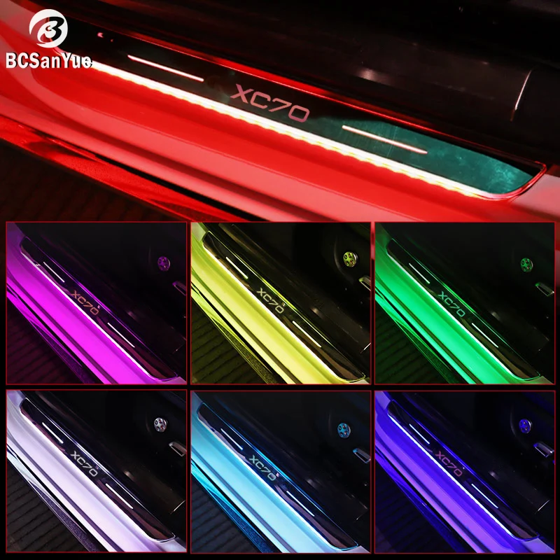 

Car Door Sill USB Power Moving Welcome Pedal Scuff Plate Pathway Light for Volvo XC70 XC 70 LED Customized Logo Atmosphere Lamp