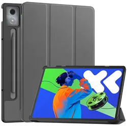 Premium Tri-Folding PU Leather Stand Tablet Cover - Fits 12.7 Inch Tablets for Xiaoxin Pad12.7 2025 (Gray)