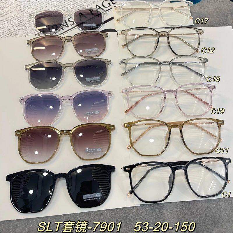 

Vintage Round Eyeglasses Women Men Polarized Sunglasses Magnetic Clip On Glasses Optical Computer