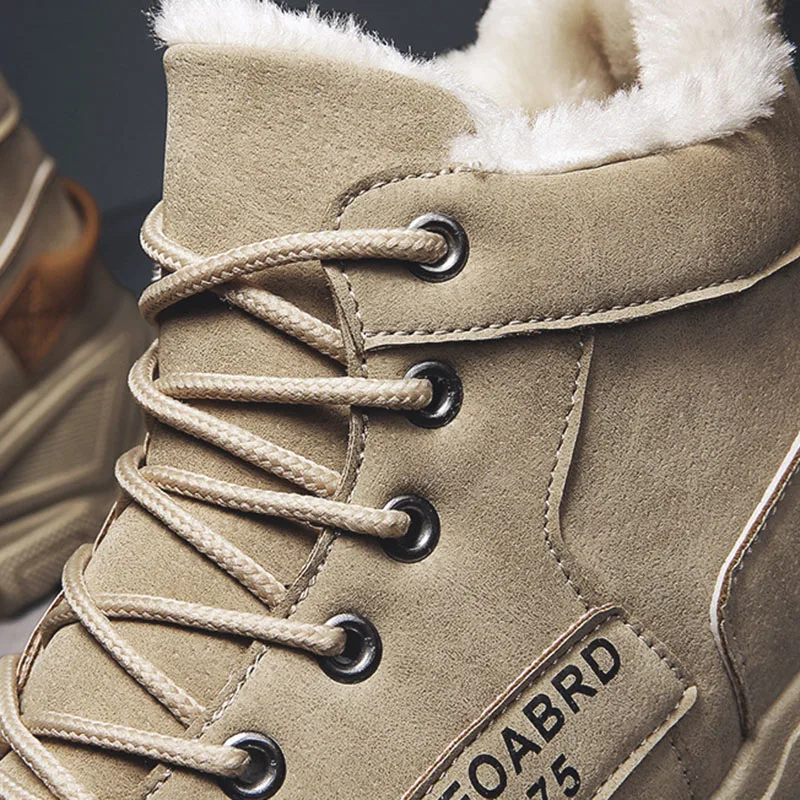 Snow Boots for Men High-top Plush Warm Cold Cotton Boots Hundred Thickened Lace Up Comfort Platform Sneakers Zapatillas Hombre
