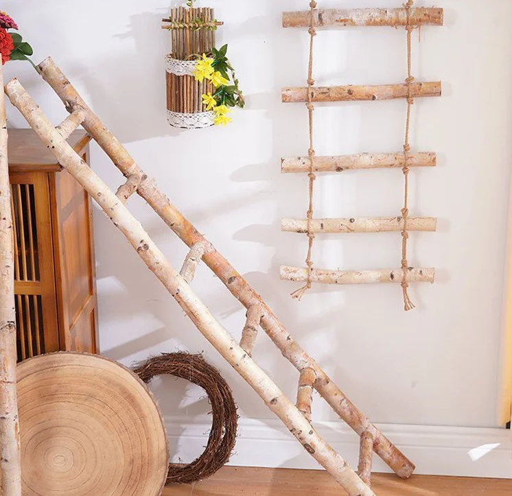 Escalera Decorativa Creativa Para Pared, Palo De Madera De Abedul, Cuerda  De Cáñamo, Escaleras Colgantes, Decoración De Jardín, Soporte Para Plantas  Trepadoras - Estatuillas Y Miniaturas - AliExpress