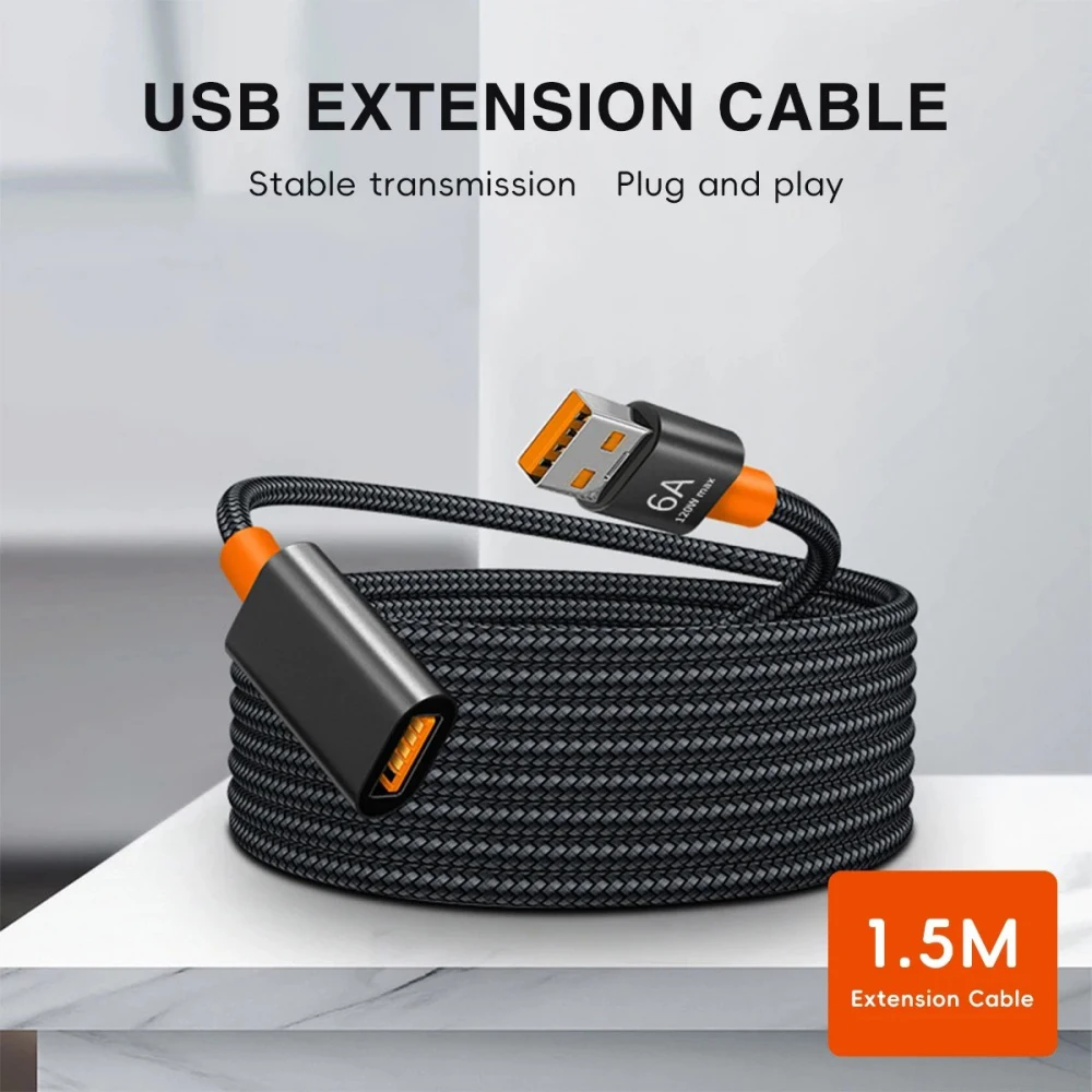 USB 3.0 2.0 연장 USB 케이블 남성-여성 6A 고속 충전 데이터 전송 PC 노트북 TV Xbox One 시리즈 X SSD HDD용