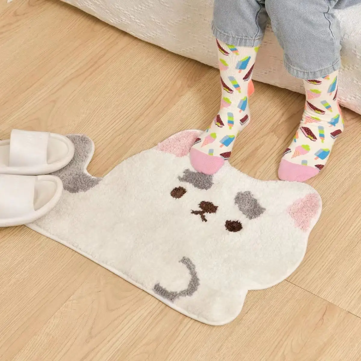 

Мультяшный маленький матовый ковер, плюшевый ковер, прикроватное одеяло для спальни, детской комнаты, напольный коврик, милый