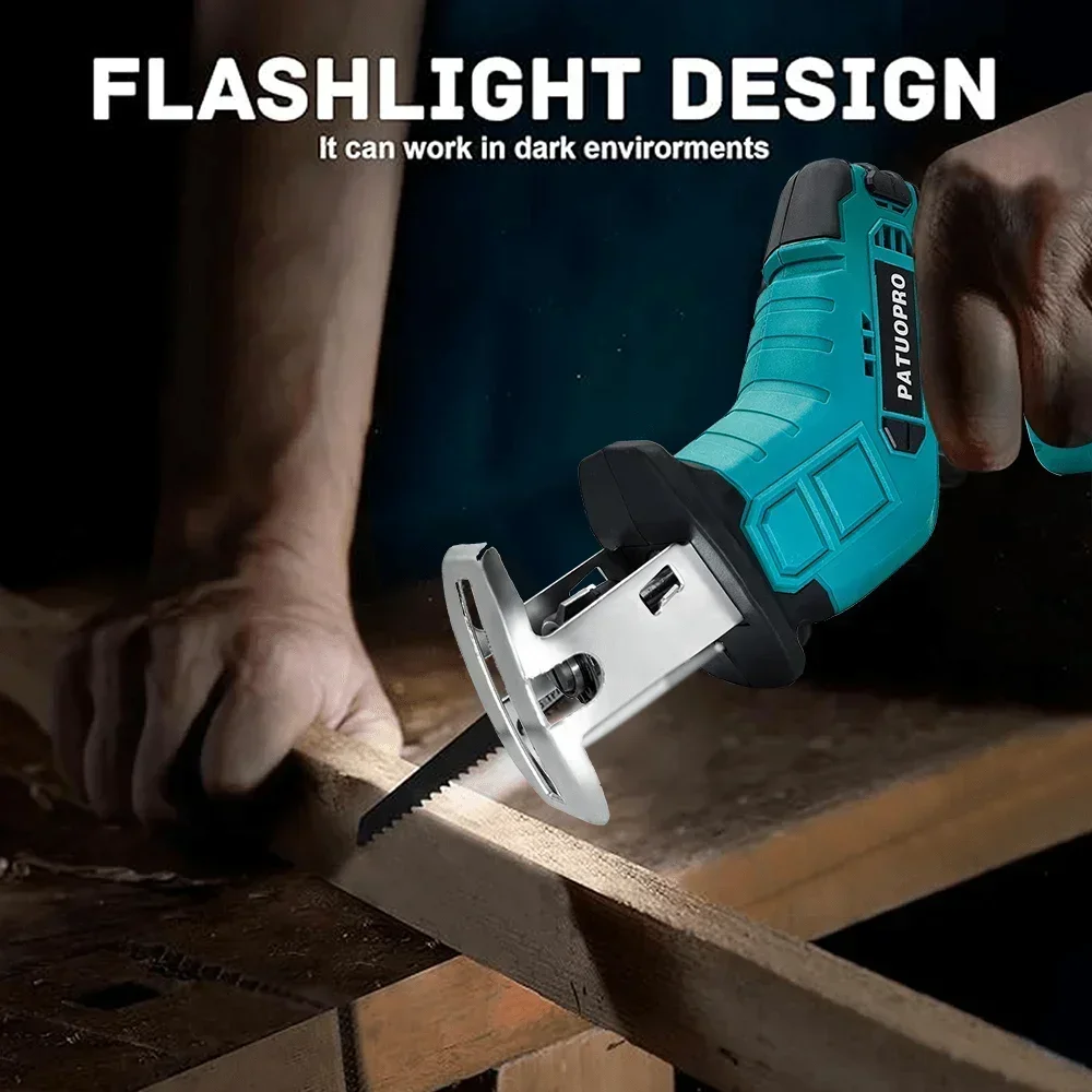 Cordless Reciprocating Saw 18V Adjustable Speed Electric Saw Wood Metal PVC Pipe Cutting Tool fit Makita 18v Battery(No Battery) 2