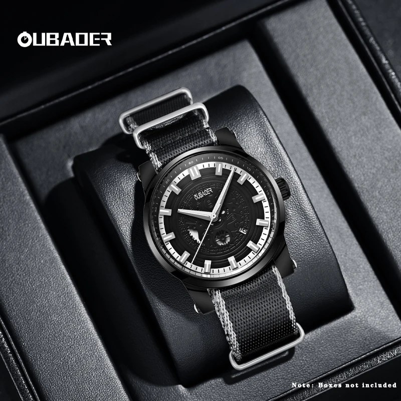 Oubaoer 2023 special creative nylon fashion trend fashion quartz movement luminous waterproof nylon men's quartz watch