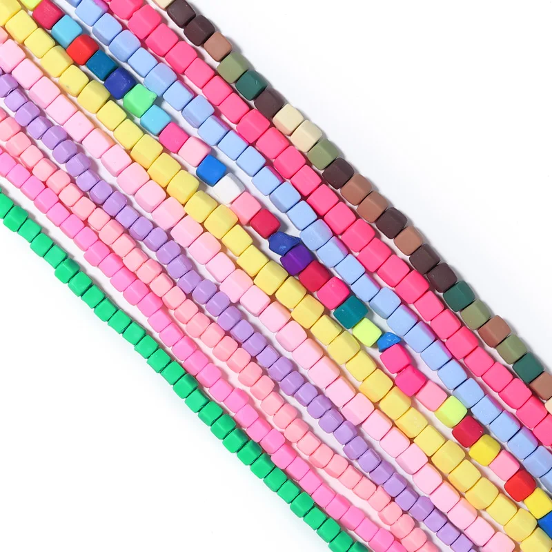Apx 60 stücke/Strang 5 6mm Bunte Platz Polymer Clay Perlen Spacer Perlen Für Schmuck, Die DIY Handgemachten armband Zubehör