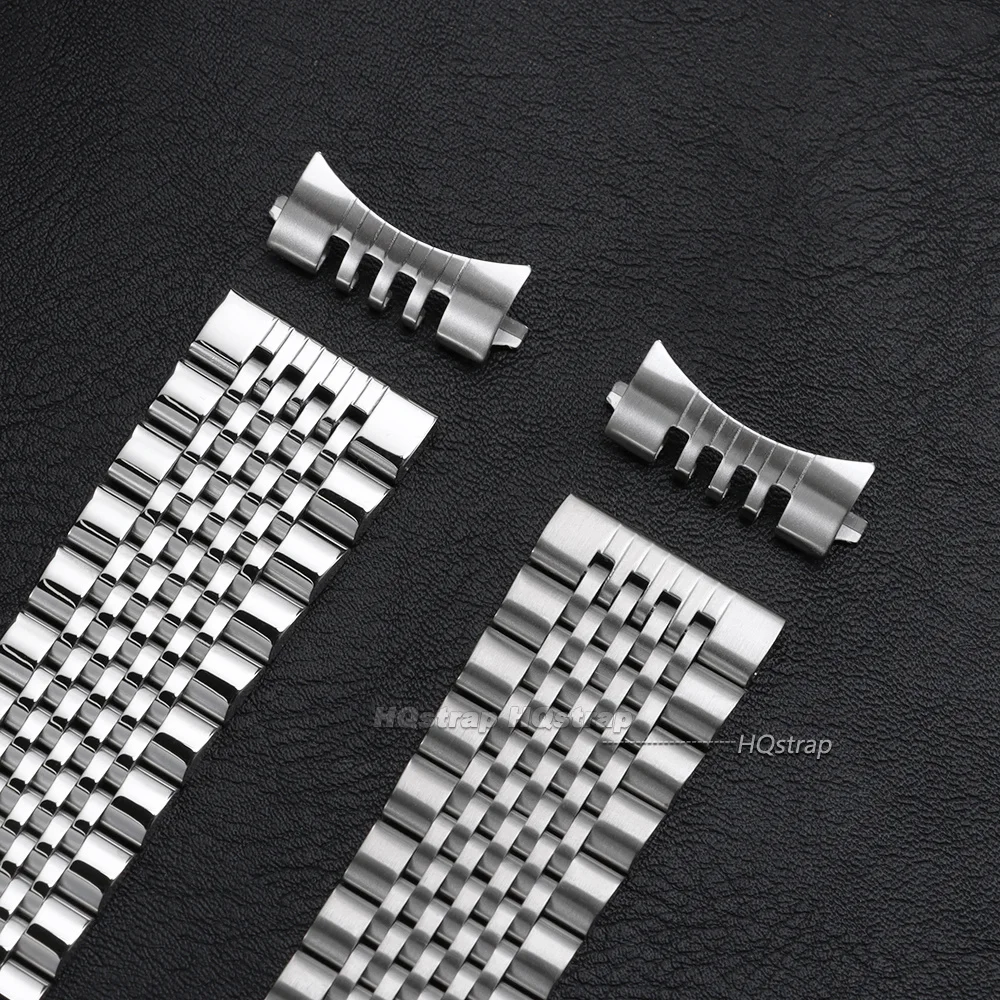 Premium Curved Flat End Stainless Steel Watch Strap with Folding Clasp - Universal Bracelet in Multiple Sizes