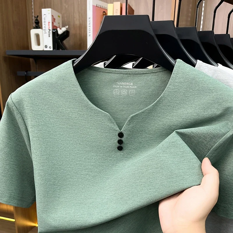 Mens Henley Neck T Shirts Short Sleeve Casual Soft Breathable Comfortable Fashion Tops for Men Daily Wear Summer Streetwear