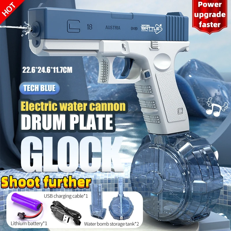 New Water Gun Electric Glock Pistol Shooting Full Automatic Summer Beach For Kids Boys Girls Adults festival Kid gift Toy water guns