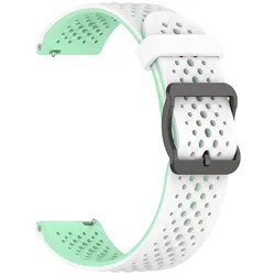 Breathable 22mm Silicone Sport Watchband Strap - Universal Fit - 22mm  C25 (White Duck Green)