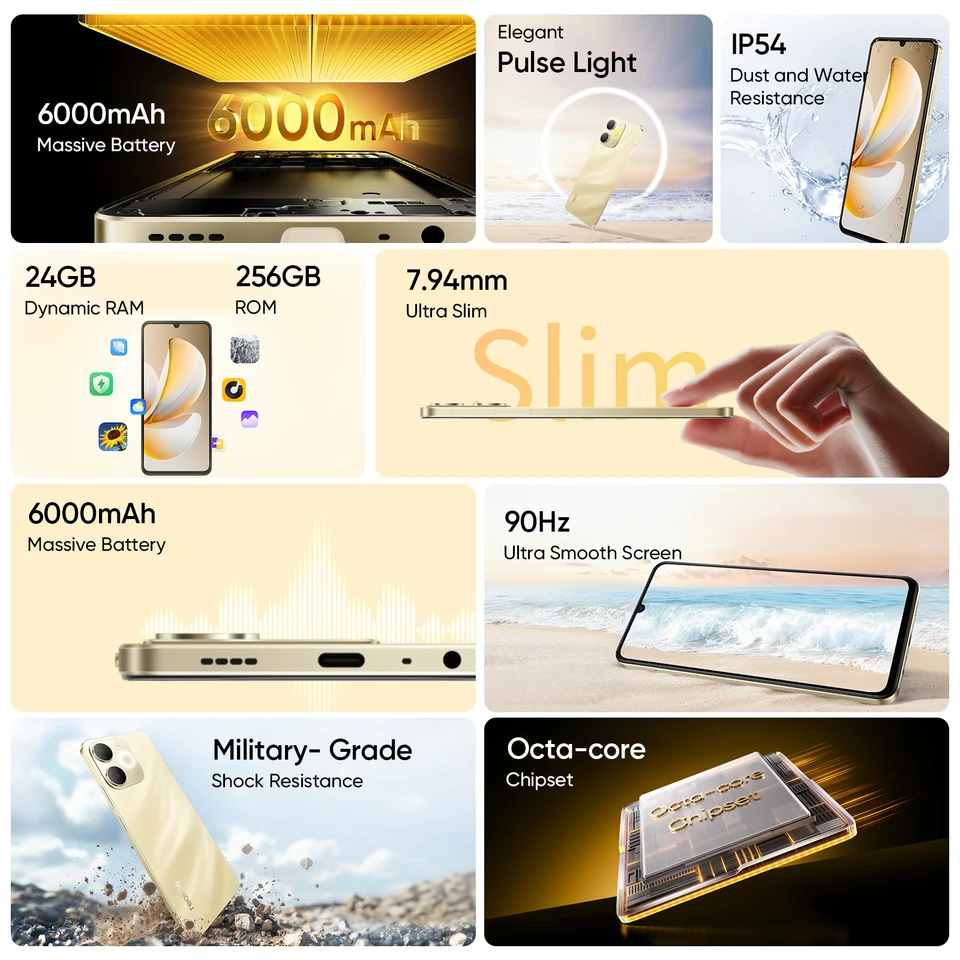 Global Version realme Note 70T AI Smartphone 6.75-inch 90Hz Screen