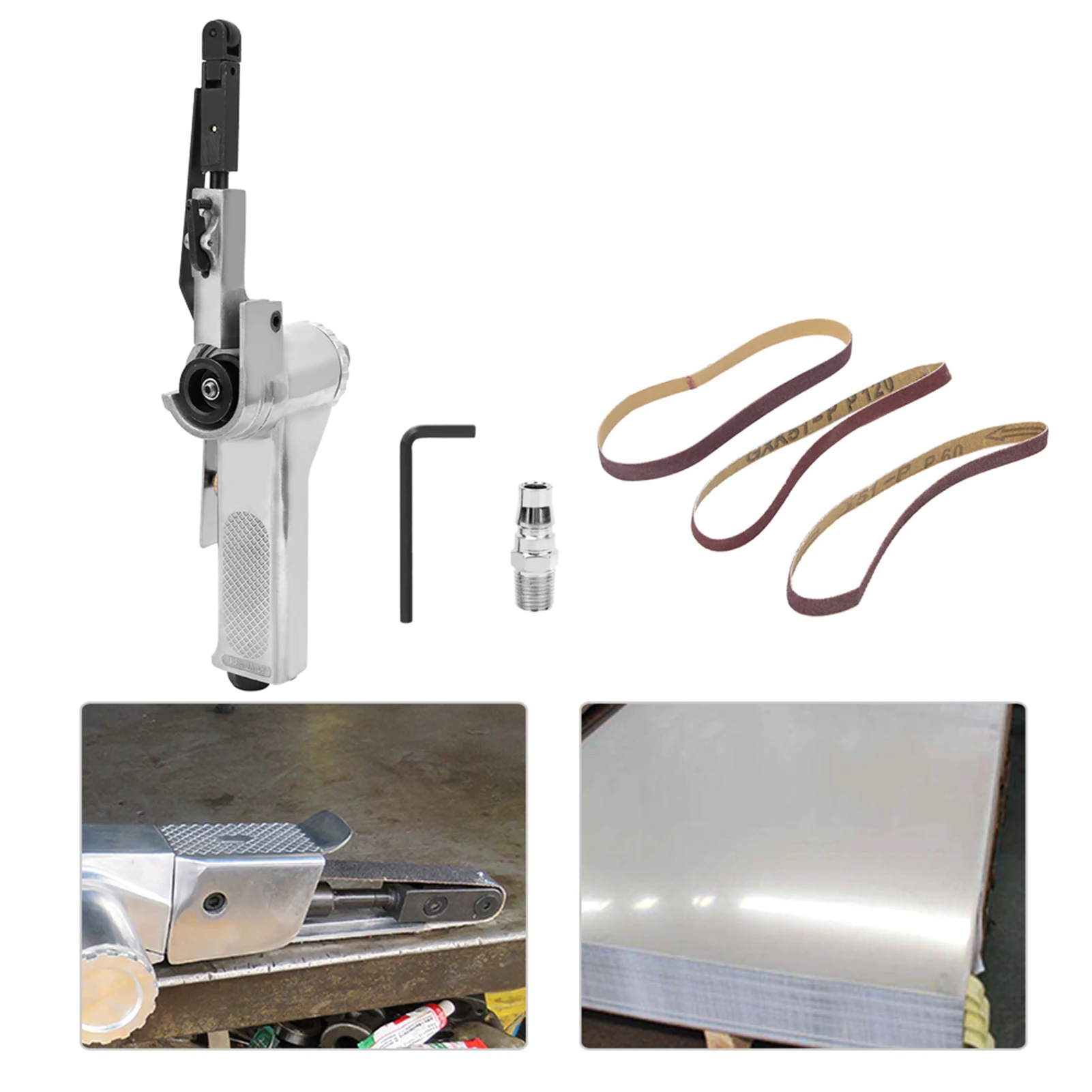 10mm Pneumatic Belt Sander Air Grinding Polishing Machine for Furniture Wood Glass Metal 3/8in Air Polisher Pneumatic Grinder 2