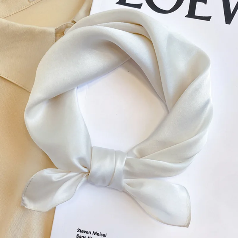 Blue Fashion Scarves for Women Shawl Solid Silk Satin Hijab Scarf Female 70*70cm Luxury Brand Square Shawls Scarfs For Ladies 5