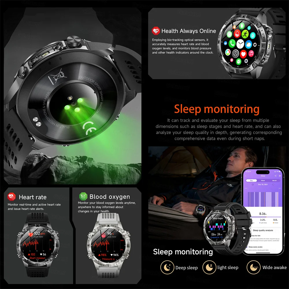2026 NEW Outdoors Offline Map GPS Smart Watch L1+L2 Dual Band GPS Compass Cycling Run Swim Heart Rate men sport Smartwatches GPS 6