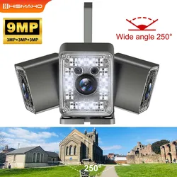 9MP IP Camera Three lens WiFi Mini Outdoor 250° Wide Angle Monitor Security Protection Motion Detection CCTV Video Surveillance