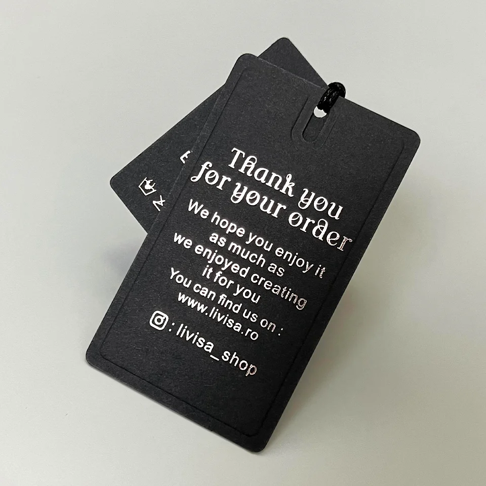 Black Paper Specialty Paper Debossed Bronzing Rose Gold Pattern New Clothing Hangtag