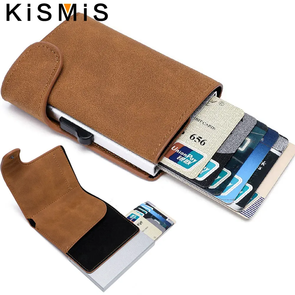 KISMIS PU-Leder-Kreditkartenetui für Herren, Visitenkartenetui, schmal, minimalistisch, lässig, für Damen, Kartenhalter
