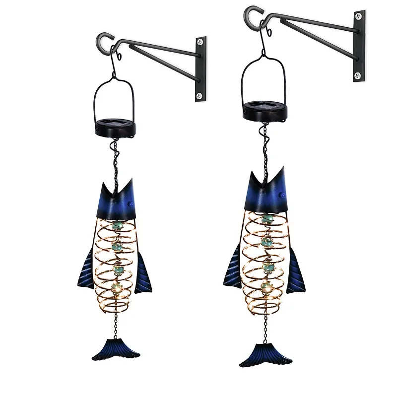 Garden Decoration Light for Outdoor Metal Solar Fish Hanging Decoration for Men and Women Holiday Gift